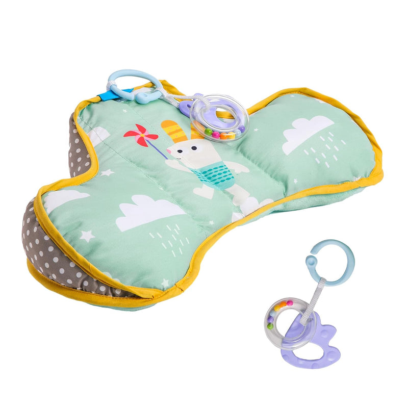 Taf Toys Baby Tummy Time Support Pillow | Comfortable, Ergonomic Design for 2-6 Month Olds, Detachable Toys