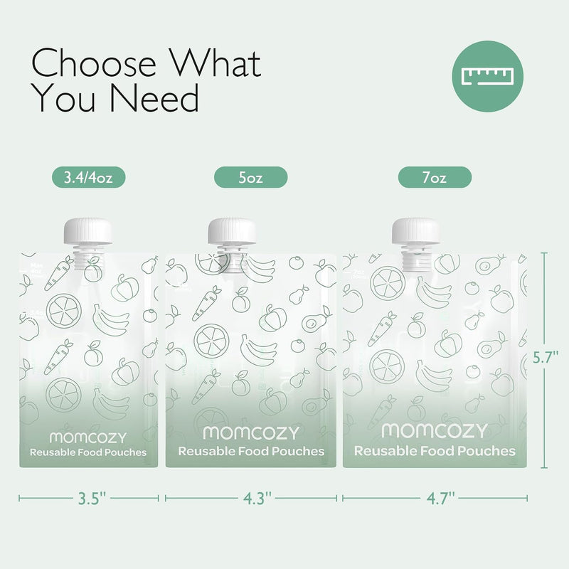 Momcozy Reusable Baby Food Pouches for Toddlers,BPA Free Plastic,Food Safe,Freezer Safe,Refillable for Applesauce Yogurt & Puree Squeeze Pouch,10 packs,5oz