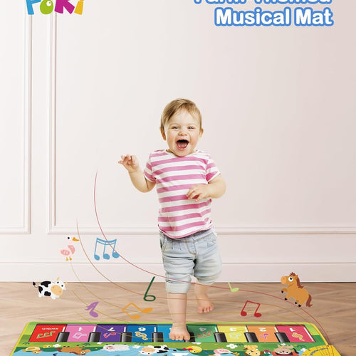 FOKI Floor Piano Mat for Toddlers, Sensory Educational Dancing Musical Keyboard Carpet Toy