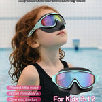 Keary 2 Pack Kids Swim Goggles with Nose Cover for 3-12 Anti-UV Anti-Fog Pool Water Swimming Goggles Boys Girls Youth Toddler