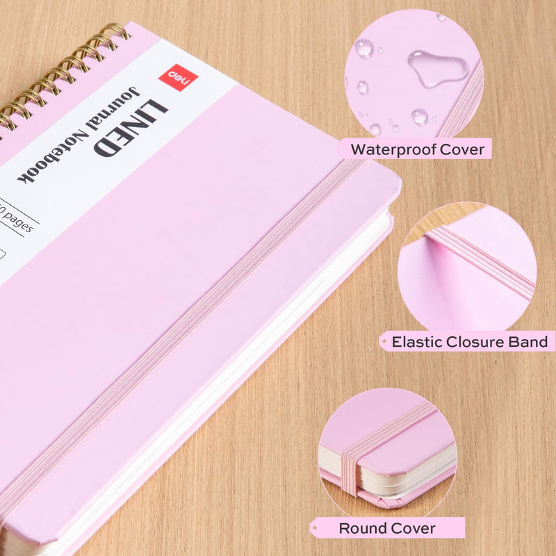 deli 3-Pack Lined Spiral Journal Notebook, 160 Pages, A5 (5.5"x8") Hardcover Writing Notebook, College Ruled Spiral Bound Journal for Women & Men - Perfect for Work, School, Office & Note Taking