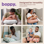 Boppy Nursing Pillow - Verified Safe Breastfeeding Pillow with Softer Fill for Comfortable Support, Machine Wash & Dry Cover, Non-Toxic Materials - Gray Gentle Leaves