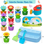Marlrin Montessori Flower Garden Building Toy 10-potted Flowers Gardening Set for Toddlers, Preschool Learning Toy