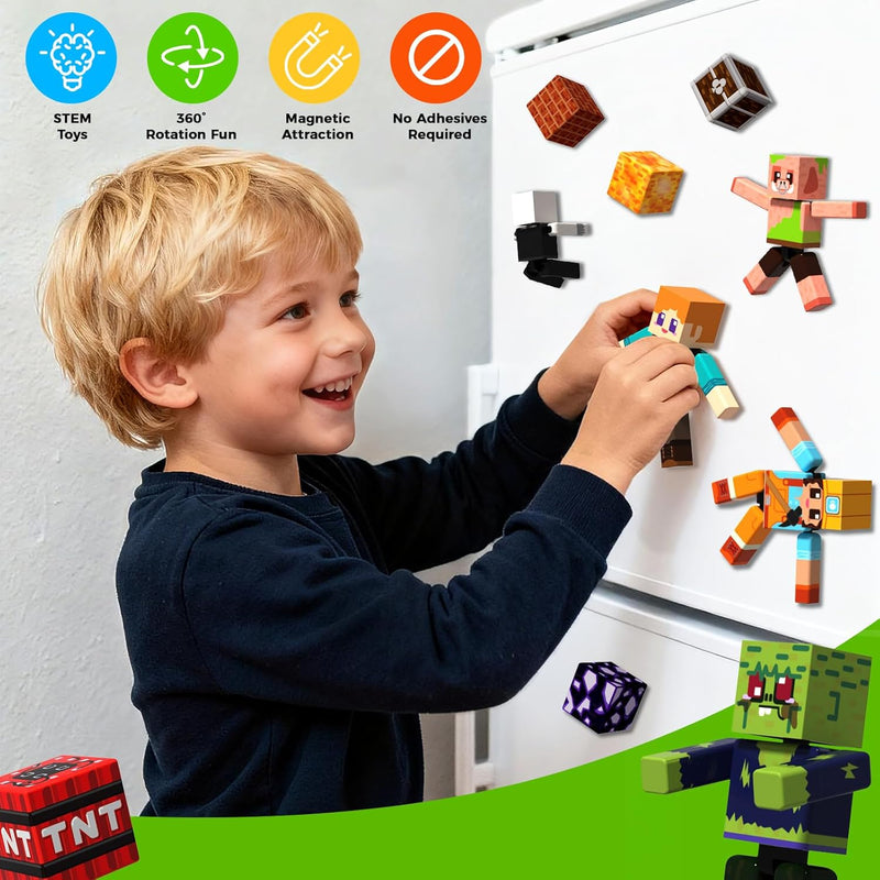 magneverse 20 magnetic action figures 360 degree rotating arms magnetic building blocks toy set for kids 6+ years