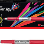 BIC Intensity Retractable Permanent Markers, Fine Bullet Tip, Black, 12-Count Pack, Permanent Markers for Teachers and Office Supplies