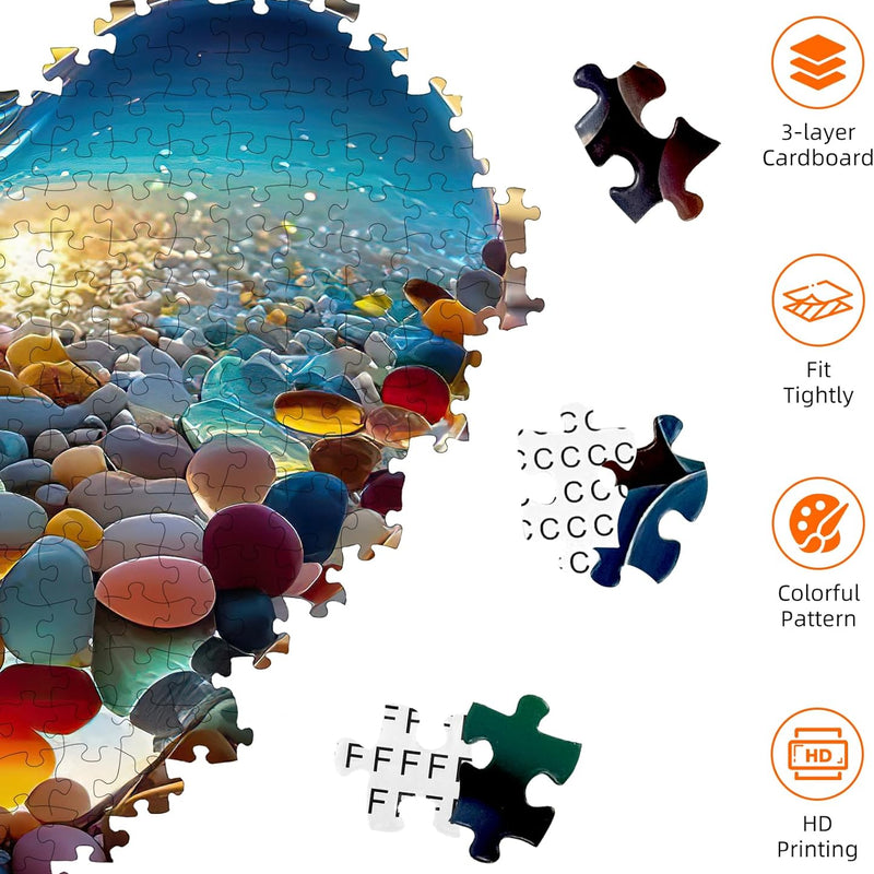 1000-piece adult jigsaw puzzle with love pebbles beach theme