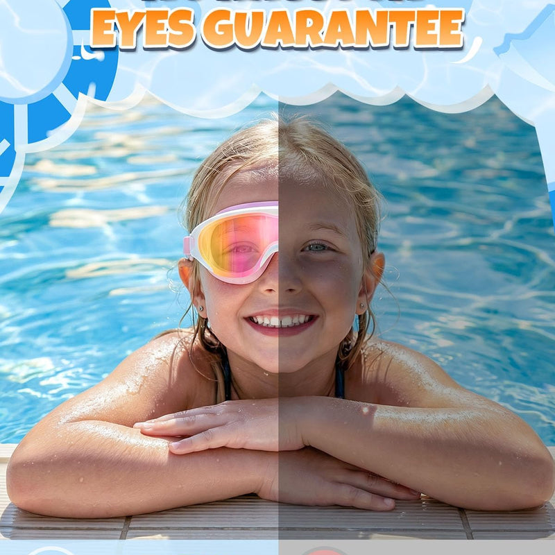 Zoomsnail Kids Swim Goggles 2Pack, Leakproof Anti-fog UV Lens Swimming Goggles for Kids Boys & Girls 3-15