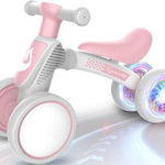 Colorful Lighting Baby Balance Bike, 10-36 Month Toddler Bike with No Pedal, Soft Seat and 4 Silent Wheels
