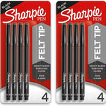 SHARPIE Felt Tip Pens, Fine Point (0.4Mm) Felt Tip Markers, Journaling Pens, Art Markers, Drawing Markers, Black, 4 Count