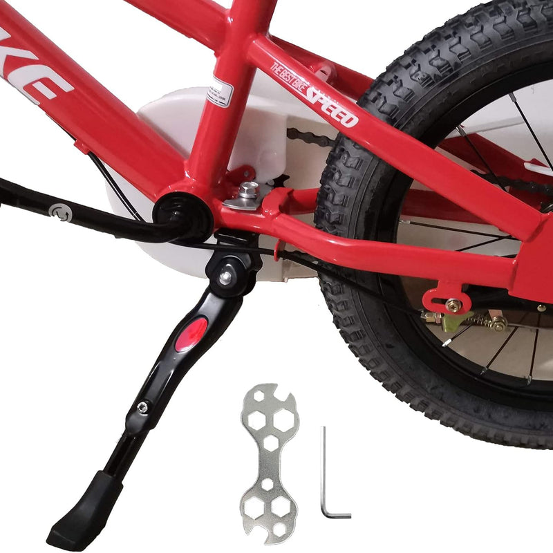 veckuson kickstand for kids bikes, 16-22 inch adjustable aluminum alloy center mount