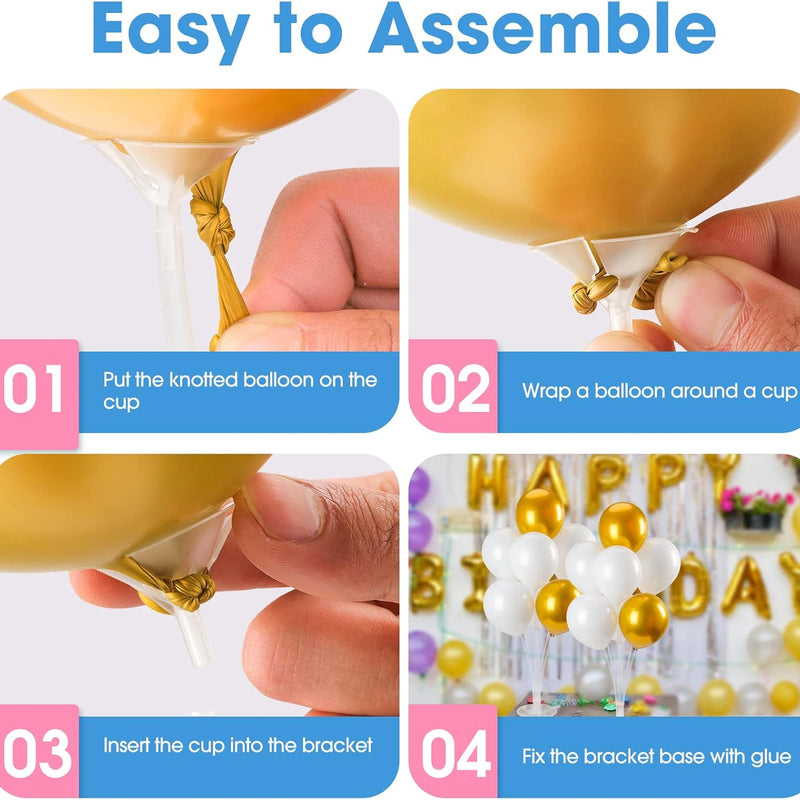 4 Sets Balloon Stand Kits with Base for Table, Graduation, Birthday, Baby Shower, Gender Reveal Party Decorations