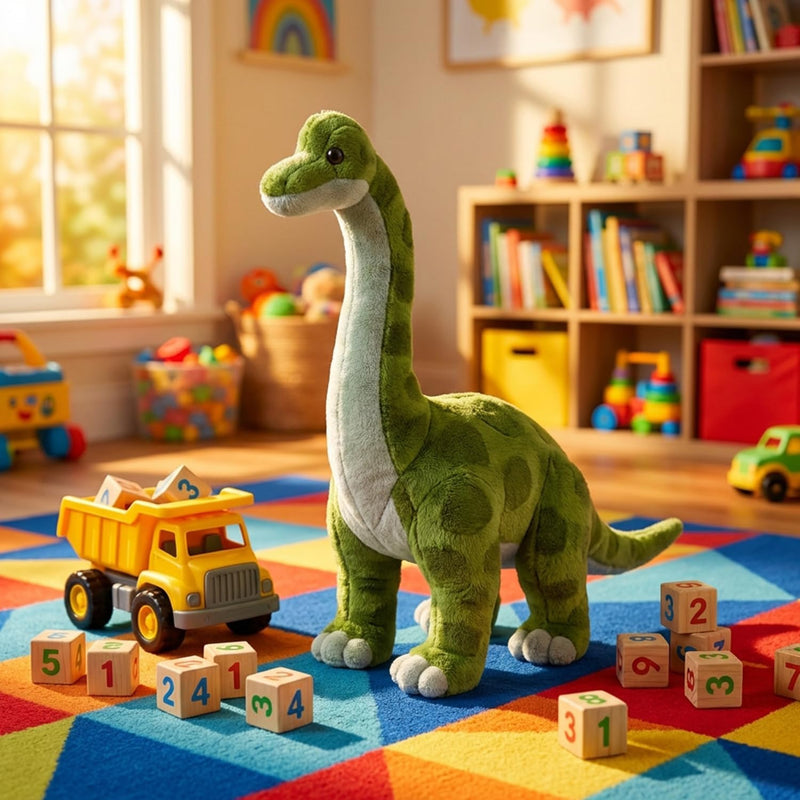 Rhode Island Novelty 15-inch Wide Animal Den Brachiosaurus Plush, 15" L x 4" W x 11" H