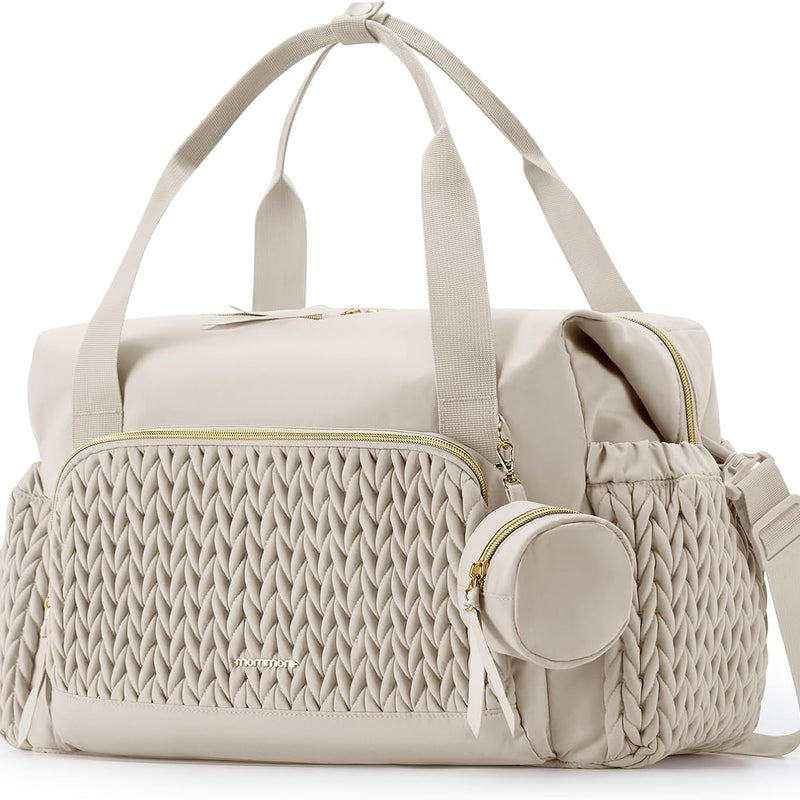 mommore Diaper Bag Tote Large Travel Baby Bag with Pacifier Case | Portable Changing Pad, Insulated Pocket & Stroller Strap, Baby Essentials Maternity Bag , Hospital Bag for Labor Delivery