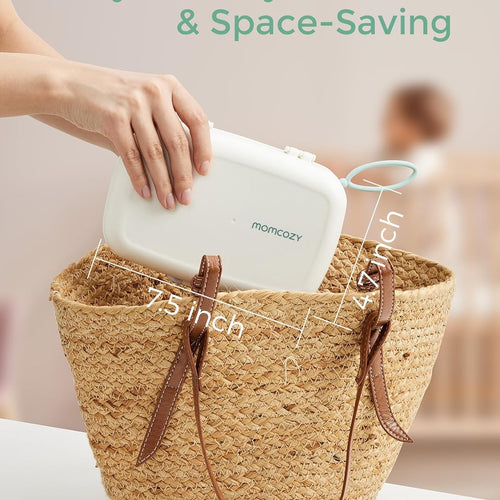 Momcozy 7-in-1 Baby Bottle Brush Set with Drying Rack, Green | Silicone Nipple Straw Brushes, Soap Dispenser Storage Box, Foldable Drain Rack, Portable Bag, BPA-Free, Home & Travel