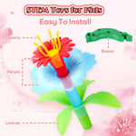 FUNZBO Girl Flower Garden Building Toys Set for Age 2-6 Years Old, STEM Montessori Educational Toy with Sorting & Stacking Spring Gardening Set
