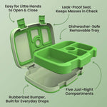 Bentgo Kids Bento-Style 5-Compartment Leak-Proof Lunch Box - Just-Right Portions for Ages 3 to 7, Durable, Drop-Proof, Dishwasher Safe, PFAS & BPA-Free & Made with Food-Safe Materials (Green)