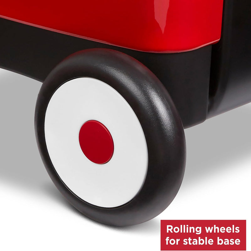 radio flyer push & pull walker wagon with garden tools, red, for kids 1-4 years old