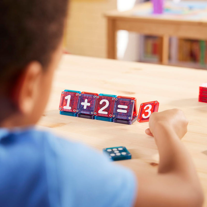 MAGNA-TILES microMAGS Learn Numbers 56-Piece Magnetic Construction Set, The Original Magnetic Building Brand