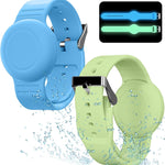 Waterproof Airtag compatible silicone bracelets for kids, 2 pack hidden wristband, lightweight tracker watch band