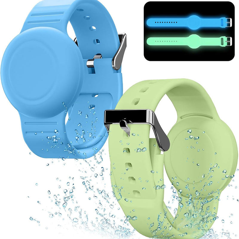 Waterproof Airtag compatible silicone bracelets for kids, 2 pack hidden wristband, lightweight tracker watch band