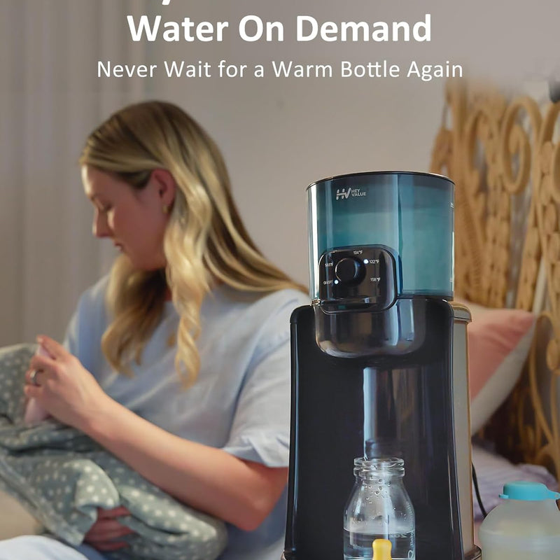 HEYVALUE Water Warmer for Baby Formula with Night Light,Bottle Warmer,Black | 4 Temperature Control & 72H Keep Warm, Detachable Tank, Instantly Dispenses Warm Water, Feed Baby More Easier and Healthier