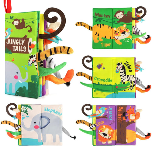 beiens baby books toys, touch and feel crinkle cloth book for infant 0-12 months, early development interactive stroller soft toys