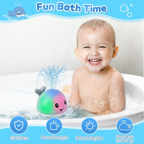 Gigilli Light up Baby Bath Toys for Kids Ages 1-3, Whale Bath Toy Sprinkler, Rechargeable Battery