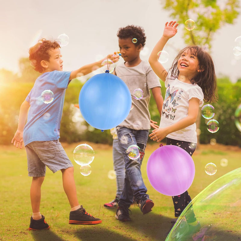 RUBFAC 36pc Punch Balloons, Birthday Party Favors for Kids, Heavy Duty Neon Bouncy Balls