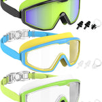 NSSIW Swim Goggles Swimming Kids-Goggles: Anti Fog No Leak with Nose Clip Earplugs for Girls Boys Youth 6-14 3 Pack