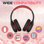JoySpark Kids Bluetooth Headphones, 60 Hours Playtime, Bluetooth 5.4 Kids Headphones Wireless, Type-C Fast Charging, 85/94dB Volume Limited, Foldable Toddler Wireless Headsets with Mic-Black Red