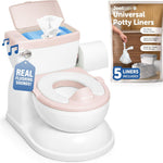 Jool Baby Real Feel 2-in-1 Potty with Wipes Storage, Flushing Sounds & Disposable Liners - Realistic Toilet - Easy to Clean & Assemble (Gray)