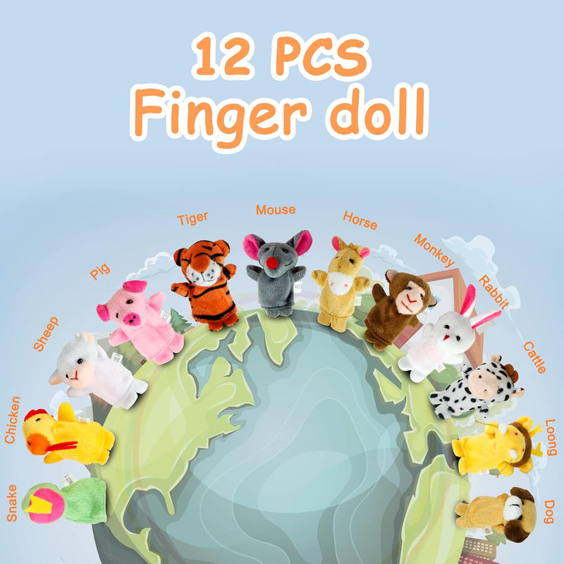 Sealive Soft Plush Animal Finger Puppets for Toddlers 1-3, Educational Storytelling Hand Puppet Set, Comfortable Fit for Kids & Adults, Ideal for Early Learning & Interactive Play.