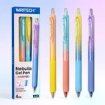 WRITECH Gel Pens Fine Point: Nebula Pen Set 0.7mm Black Ink Retractable 6ct Medium Point Smooth Writing with Aesthetic Gradient Color Barrel for Journaling Note Taking Silent Click No Smear