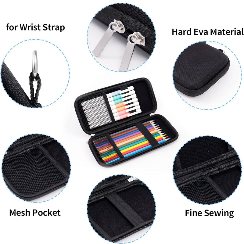 Upgraded Hard Pencil Case Box for Adults,Durable Pen Carrying Case with Zipper-Black