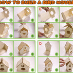 hapray 4 Pack Bird House Craft Kit, DIY Birdhouse for Kids to Build & Paint
