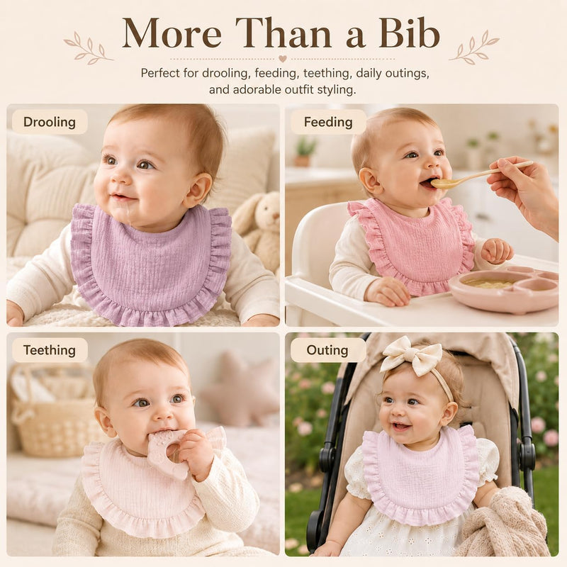 Baby Muslin Bibs,6 Pcs Drool Bandana Bibs for Baby Girl Drooling and Teething,Soft and Absorbent Cotton for Newborn