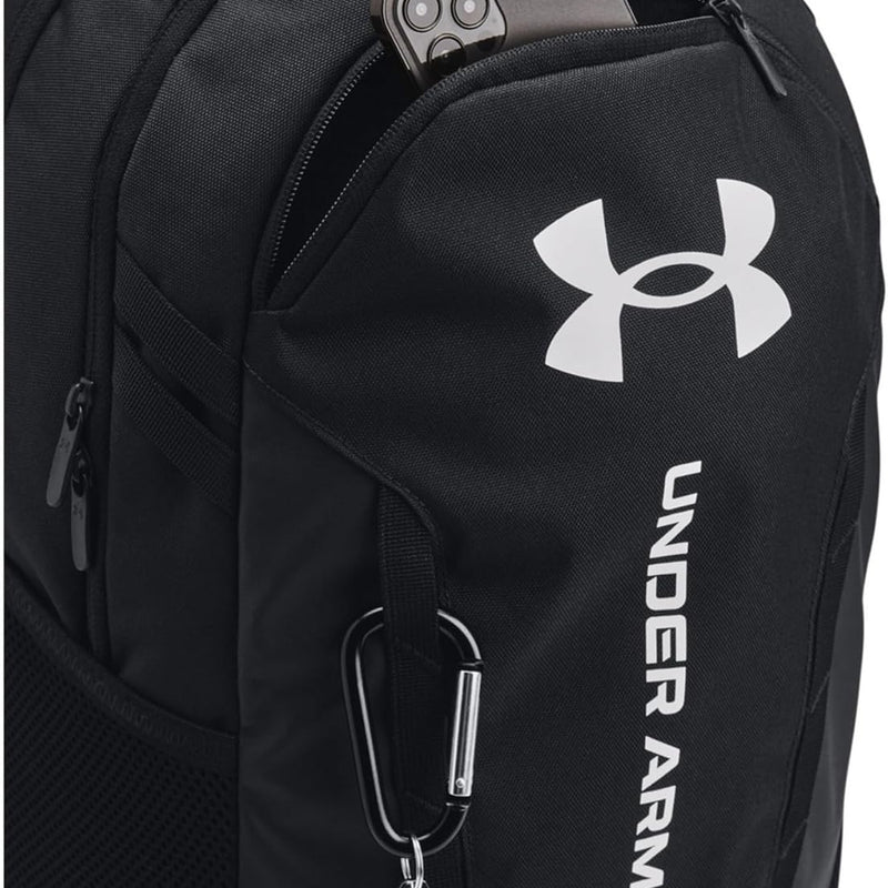 Under Armour Unisex-Adult Hustle 6.0 Backpack, (002) Black/Black/White, One Size Fits Most