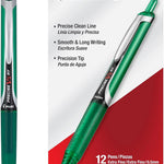 Pilot Precise V5 RT Refillable & Retractable Rollerball Pens, Extra Fine Point Pens 0.5 mm, Black, Pack of 12 - Ideal for School, Journaling & Office Writing
