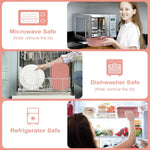 JBGOYON® Bento Lunch Box Set - 3 Stackable Containers for Adults and Kids，lunch box for women- Includes Lunch Bag, Leak-Proof and BPA-Free - Built-in Utensil Set - Dishwasher Safe (Pink)