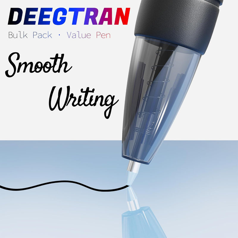 deegtran Pens Bulk, 30 Pack No Bleed Black Ink Click Pens with Soft Grip, Wholesale Retractable Ballpoint Pens for Office School, Medium Point Smooth 1.0MM