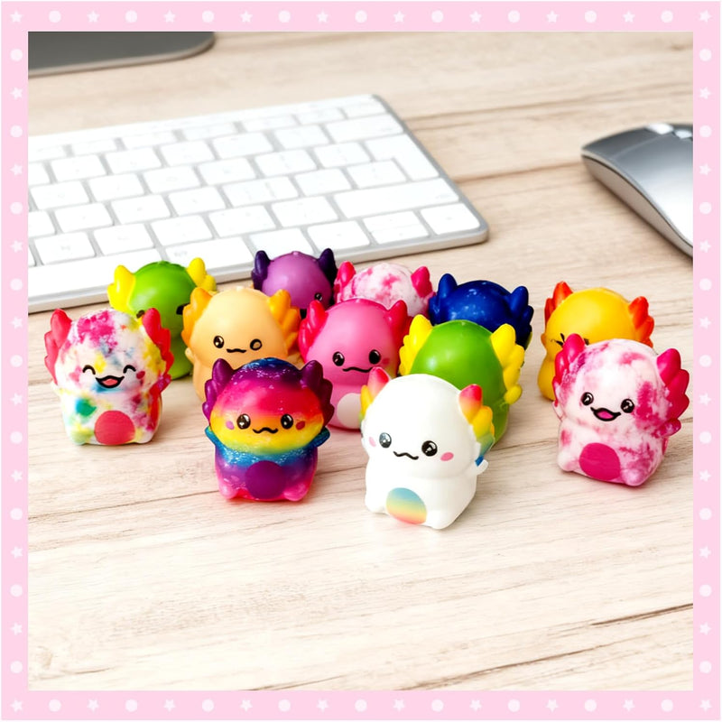 12PC Axolotl Squishy Toys – Soft Slow Rising Stress Relief Sensory Fidget Toys for Kids Girls – Classroom Rewards, Birthday Party Favors, Treasure Box Prizes