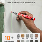 Nicpro 2 Pack CP1000 Carpenter Pencil with Sharpener, Mechanical Carpenter Pencils with 26 Refills, Deep Hole Long Nib Marker Pens for Construction, Heavy Duty Woodworking Pencil for Architect Marking