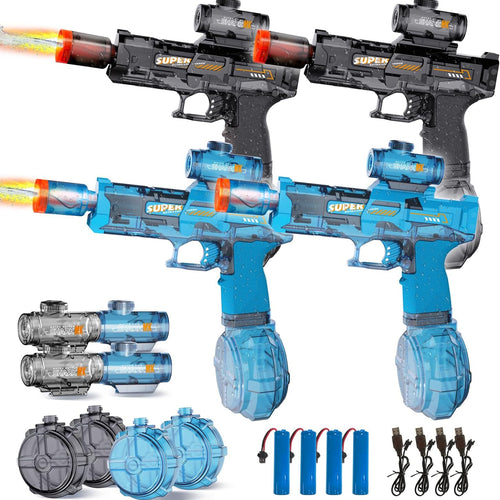 4Pcs Electric Water Gun for Kids Adults, Water Guns Squirt Gun | Toys for boys,Water Spray Sound and Led Light, Leak-Proof Rechargeable Watergun for Summer Outdoor Pool Beach Toys for Boys