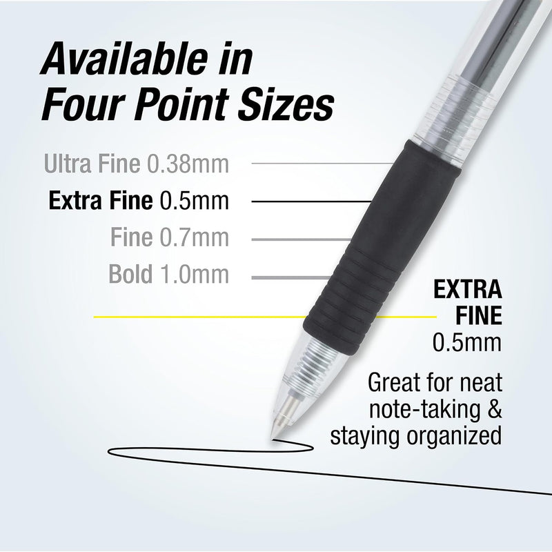 Pilot G2 Premium Gel Roller Pens, Extra Fine Point 0.5 mm, Gel Pens Black Ink, Pack of 12 - Ideal for School, Journaling & Office Writing