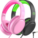UKELALA Green Wired Headphones for Youth - Portable On Ear Headphones for School Airplane Travel