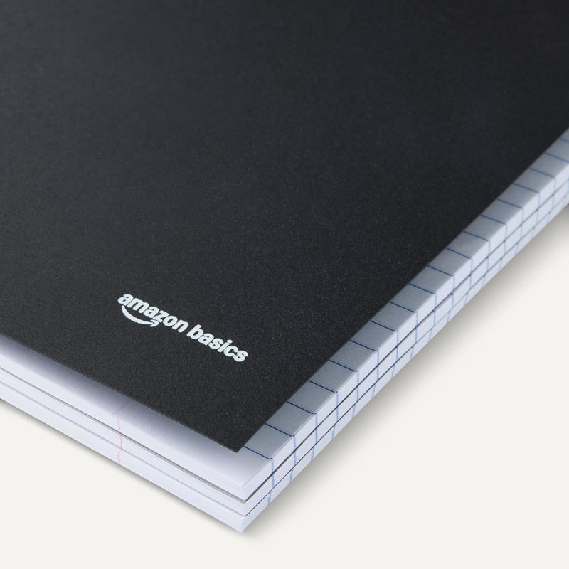 Amazon Basics College-Ruled 3-Subject Spiral Notebook, 150 Sheets, 8.5 x 11 inches, Black