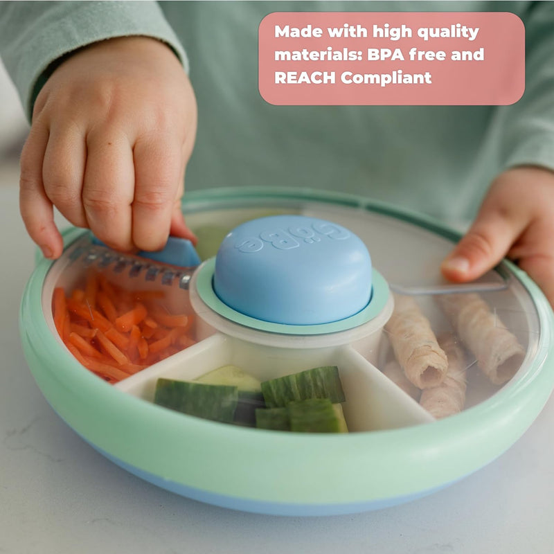 GoBe Kids Small Snack Spinner Slide, 4 Compartment Dispenser and Lid | Reusable Snack Container, Lid, BPA/PVC Free, Dishwasher Safe, No Spill, Travel Accessories, Bento Container, Twinberry