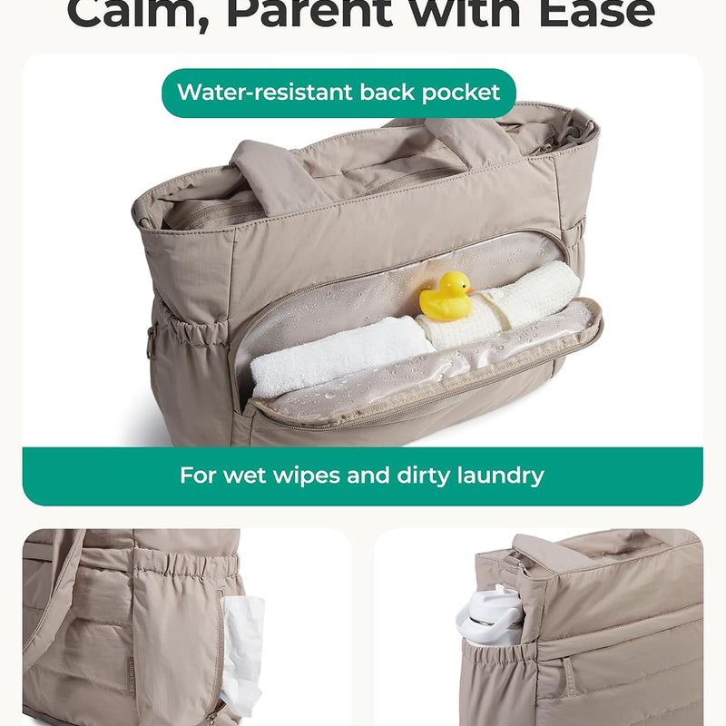 BAGSMART Diaper Bag Tote, Hospital Bag for Labor Delivery Travel Baby Tote | Lightweight Puffy Maternity Bag, Changing Pad & Pacifier Case, Large Capacity for Mom and Dad, Newborn Essentials
