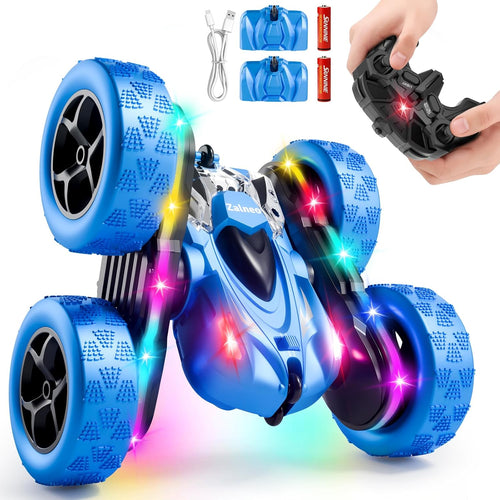 Remote Control Stunt Car 4WD 360° Flip Double-Sided RC Car with LED Light Bar and 2.4GHz Outdoor Play for 6-12 Year Old Boys