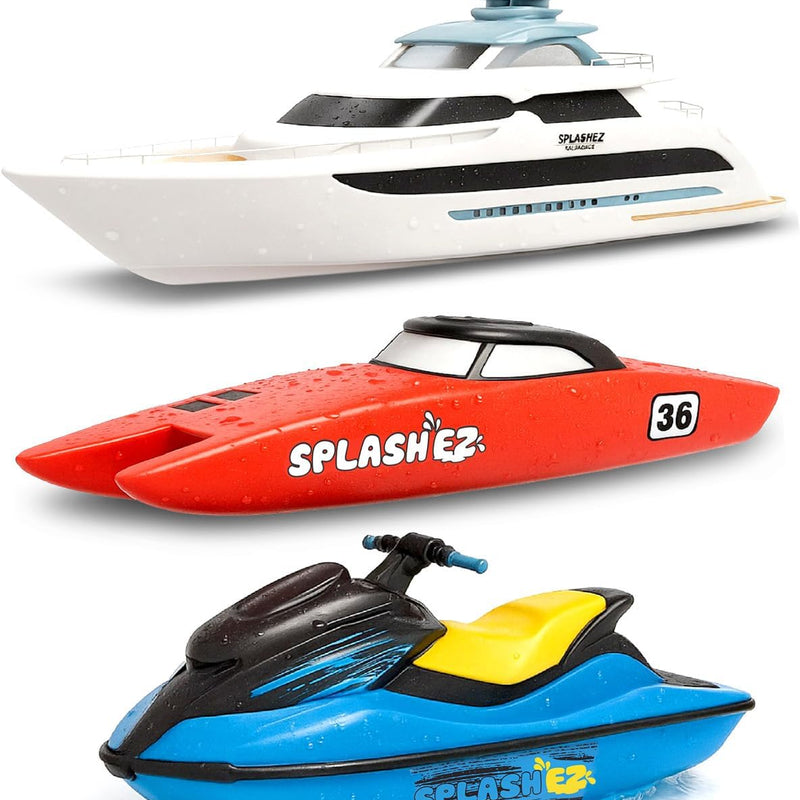 SplashEZ Boat Toys for Toddlers & Kids, Mold Free Bath & Pool Toys No Hole | Floating Toy Boats for Bathtub, Shower, Pool, Boys & Girls, Ages 4-8